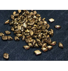 Чешские бусины MATUBO Gemduo Crystal Gold Bronze Glass beads 2-hole 8x5 mm 